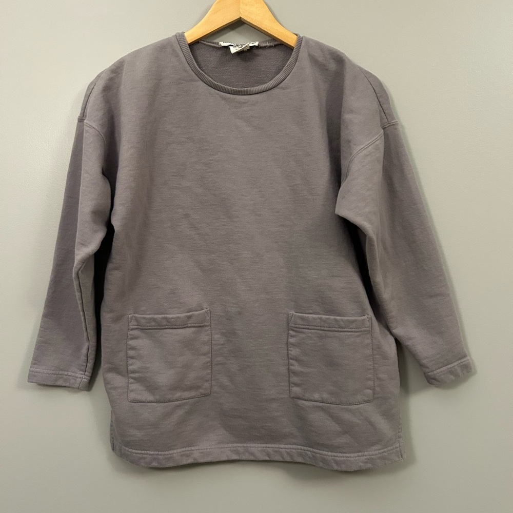 Boston Traders Vintage Gray Cotton Top Size Small Grey Front Pockets Sweater
